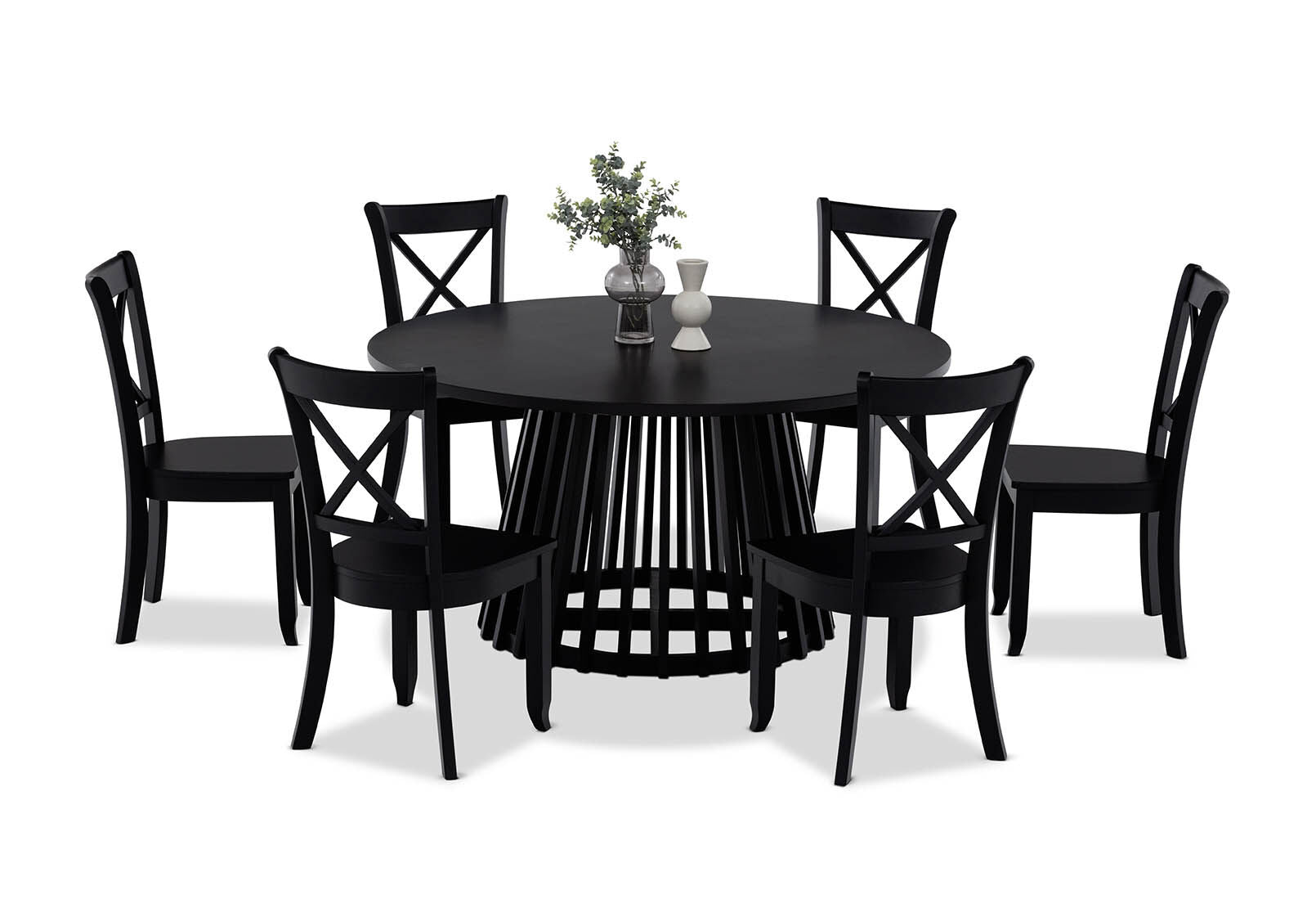 TORENTO 7 PIECE DINING SUITE WITH ECHUCA CHAIRS BLACK