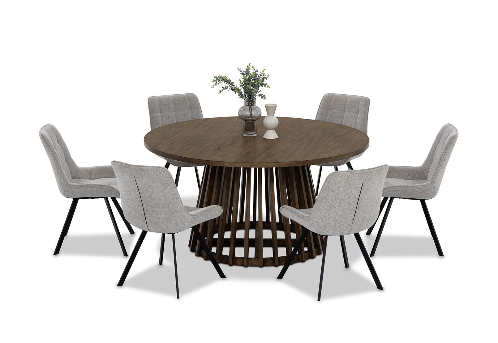 TORENTO 7 PIECE WITH ARABELLA CHAIRS WALNUT/ GREY