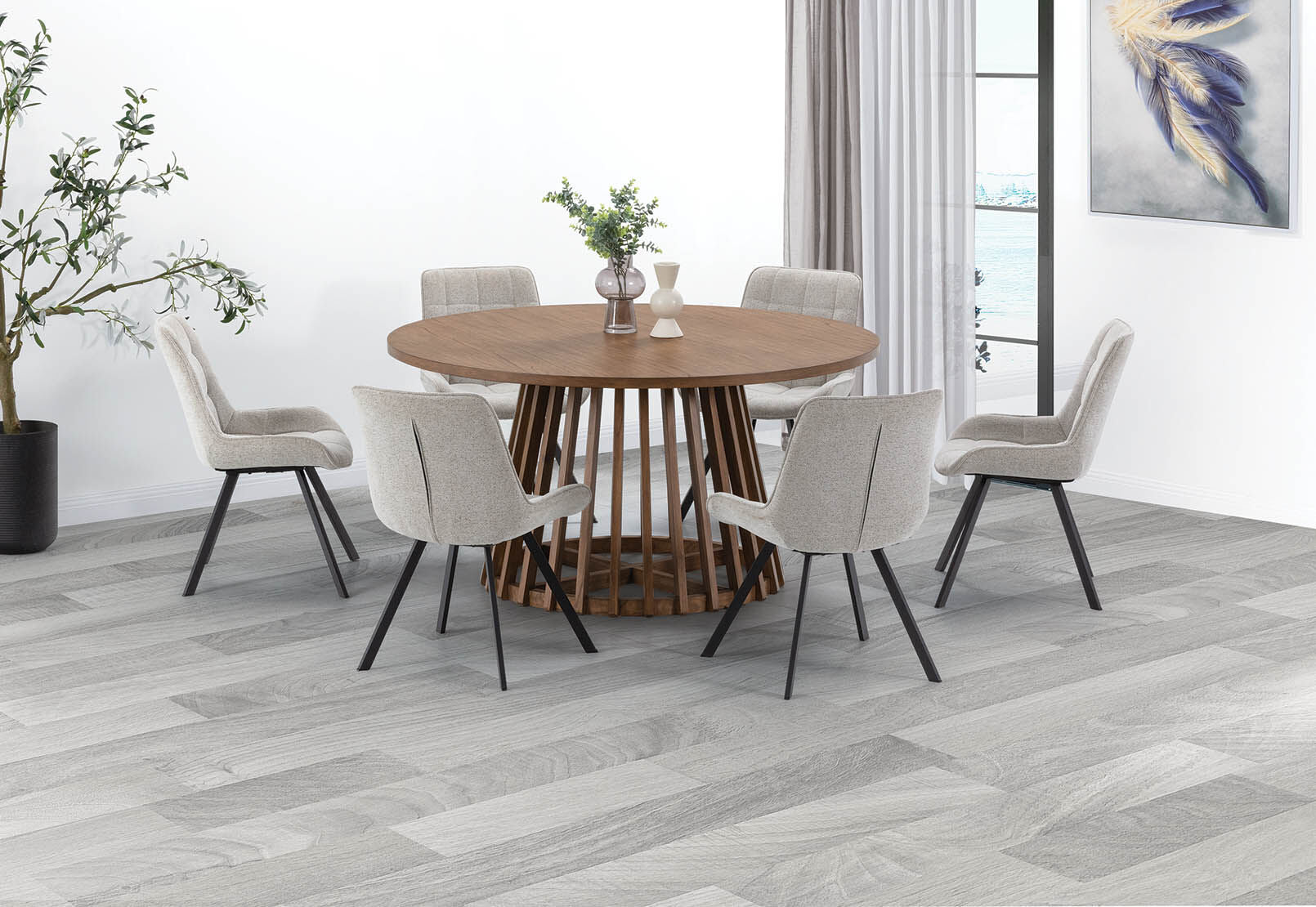 TORENTO 7 PIECE WITH ARABELLA CHAIRS WALNUT/ GREY
