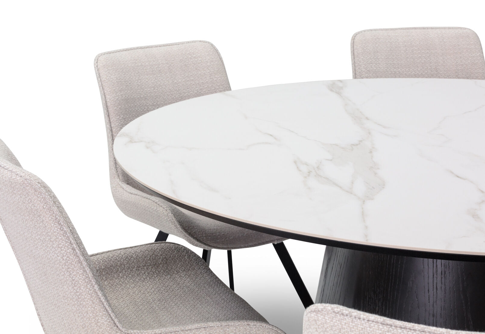 THANOS 7 PIECE CERAMIC DINING SUITE WITH VESTA CHAIRS WHITE