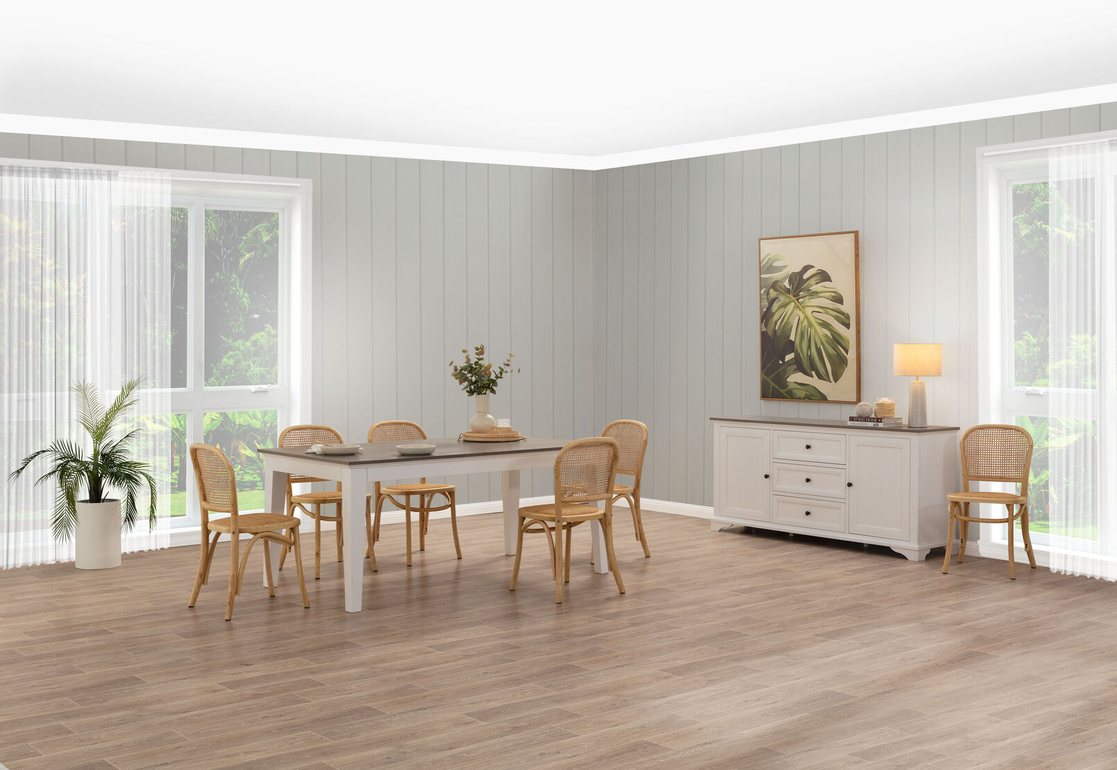 MARSEILLE 7 PIECE DINING SUITE WITH TOULOUSE DINING CHAIRS NATURAL