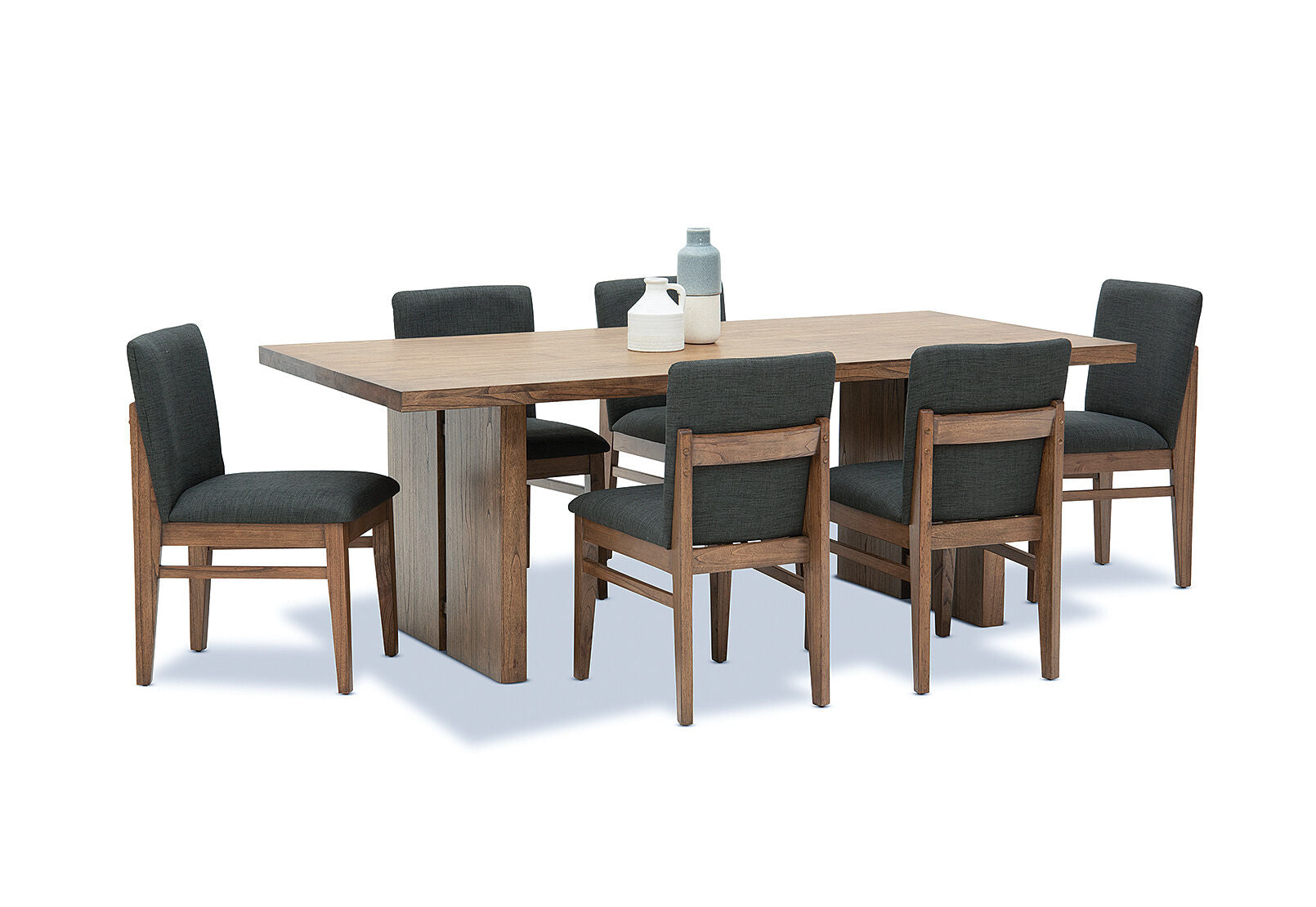 SORVINO 7 PIECE DINING SUITE. CHARCOAL