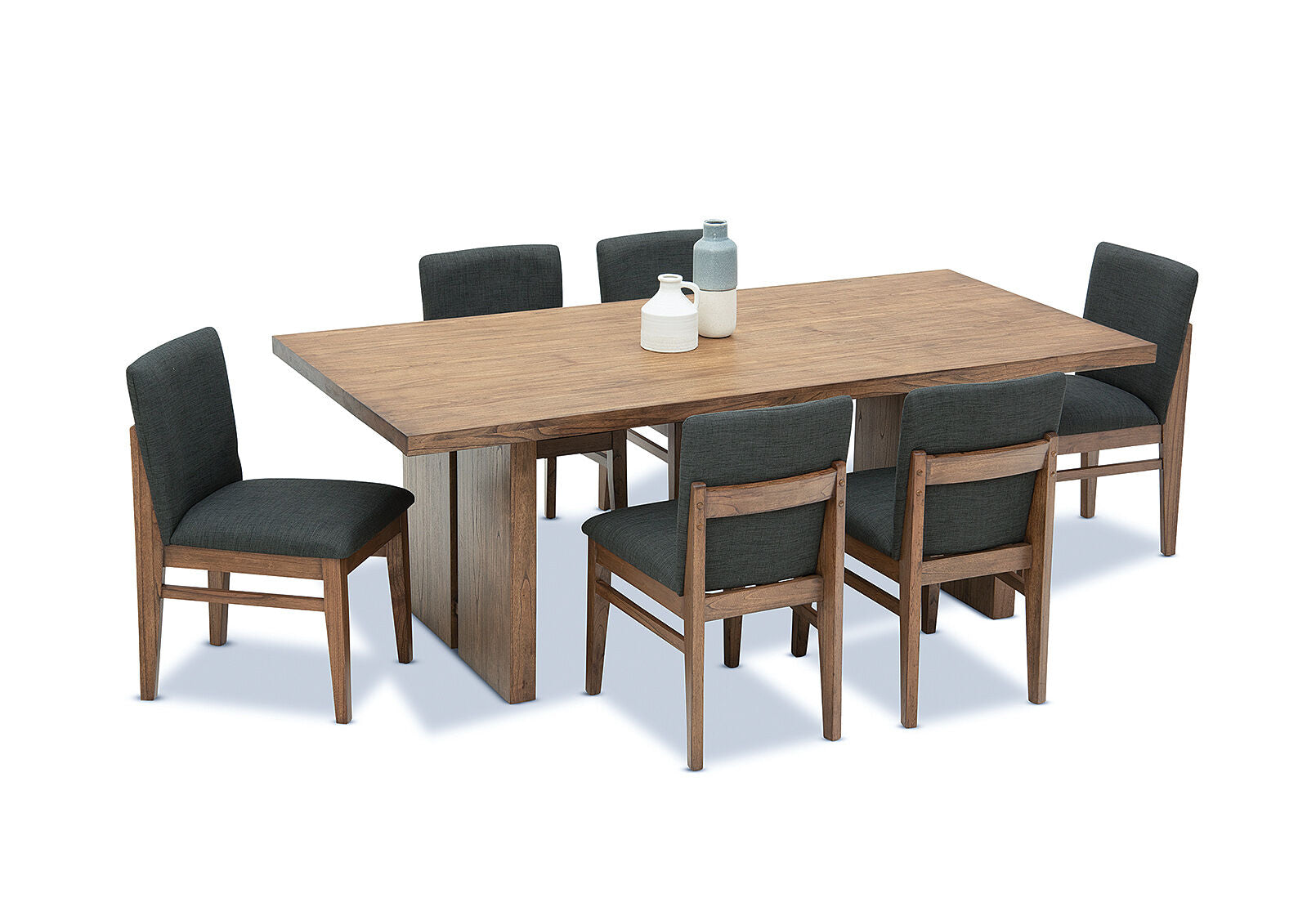 SORVINO 7 PIECE DINING SUITE. CHARCOAL