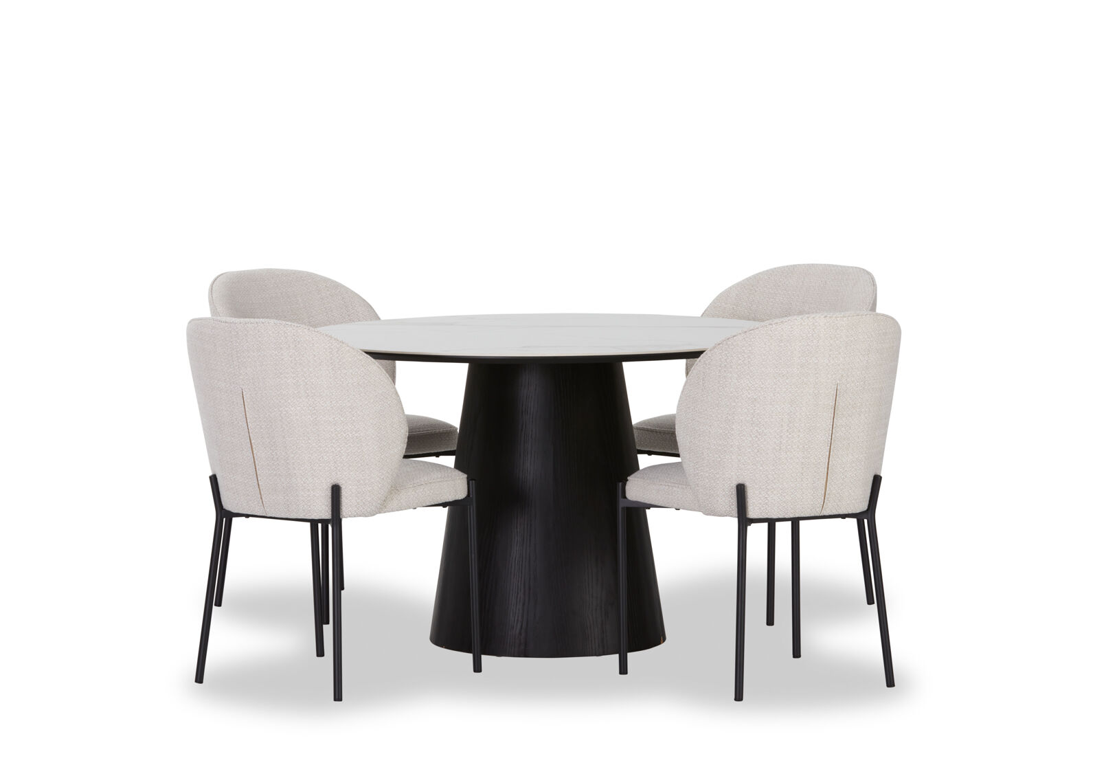 THANOS 5 PIECE CERAMIC DINING SUITE WITH FIDEL CHAIRS WHITE