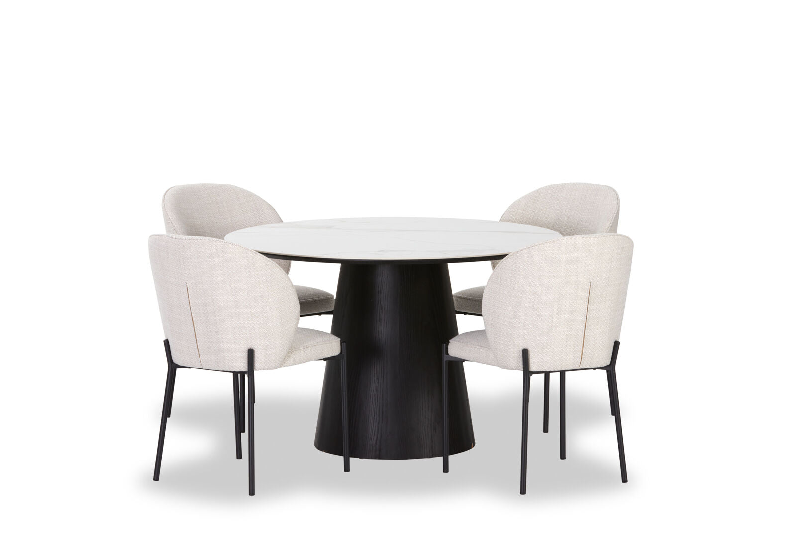 THANOS 5 PIECE CERAMIC DINING SUITE WITH FIDEL CHAIRS WHITE