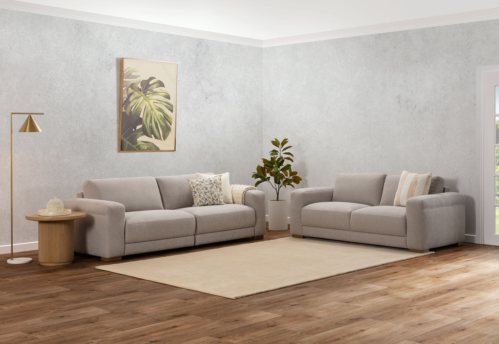 LEONE FABRIC 3.5 SEATER SOFA GREY