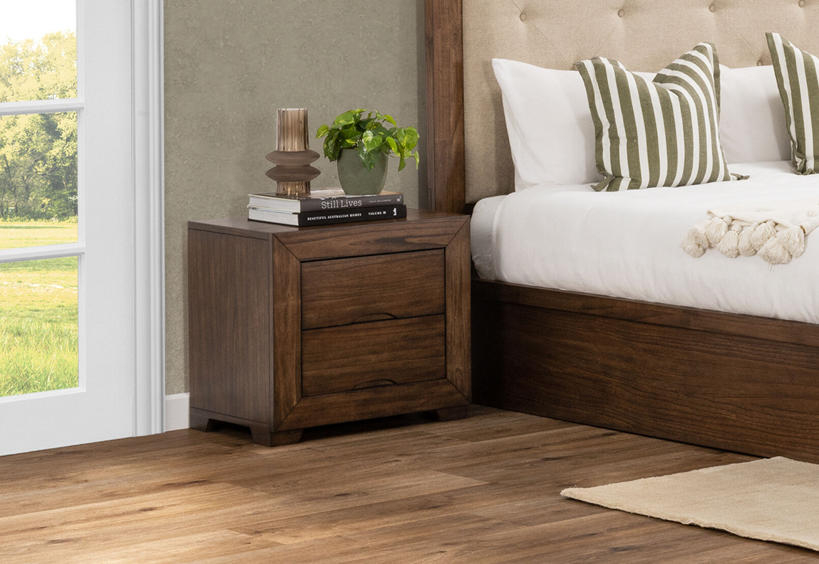 BOGOTA BEDSIDE TABLE DARK WALNUT