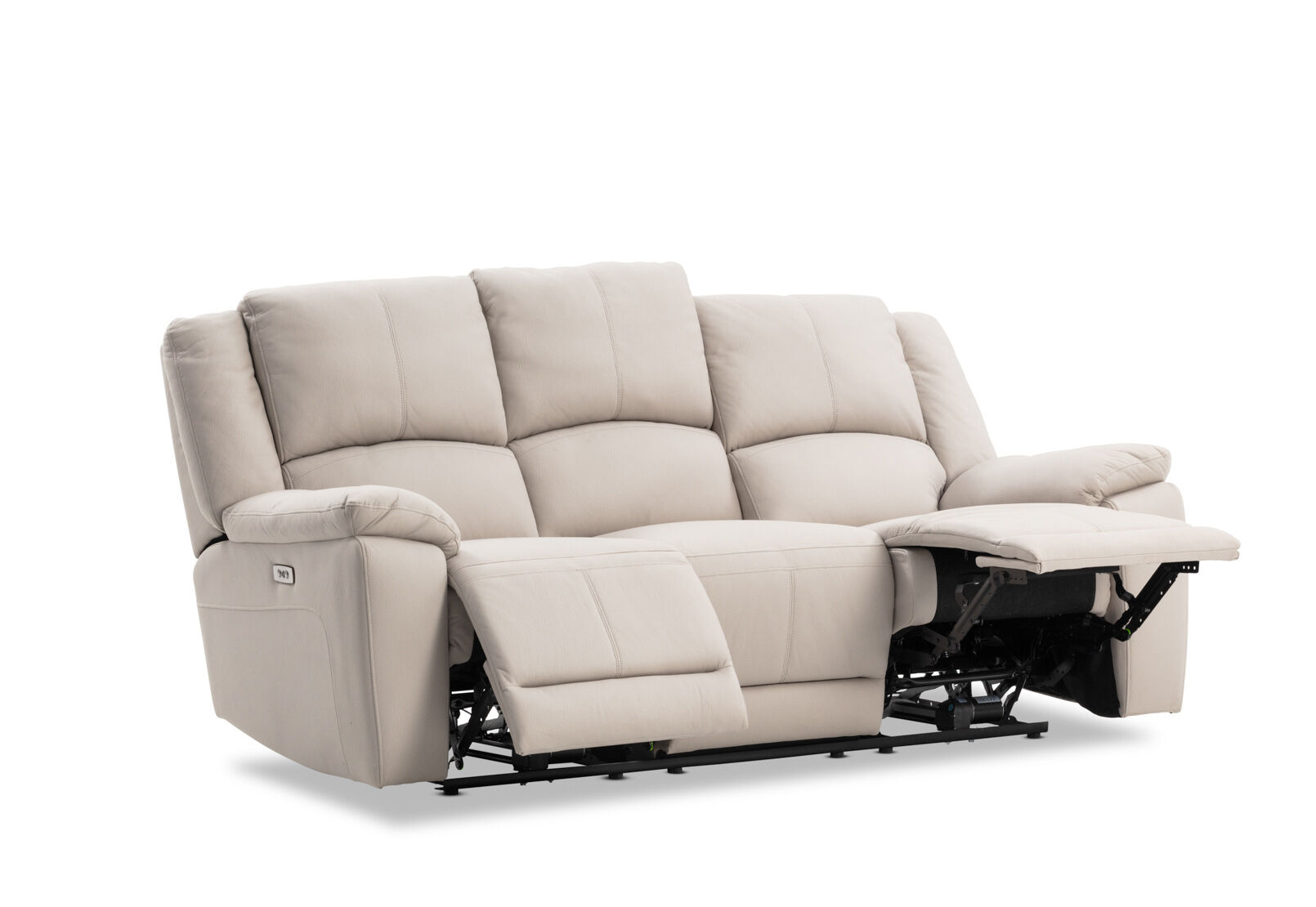 RODDICK FABRIC 3 SEATER WITH ELECTRIC RECLINERS LIGHT GREY
