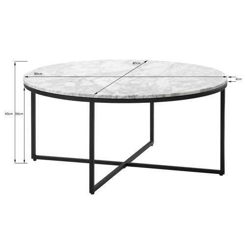 80CM WHITE SERENA ITALIAN CARRARA MARBLE COFFEE TABLE