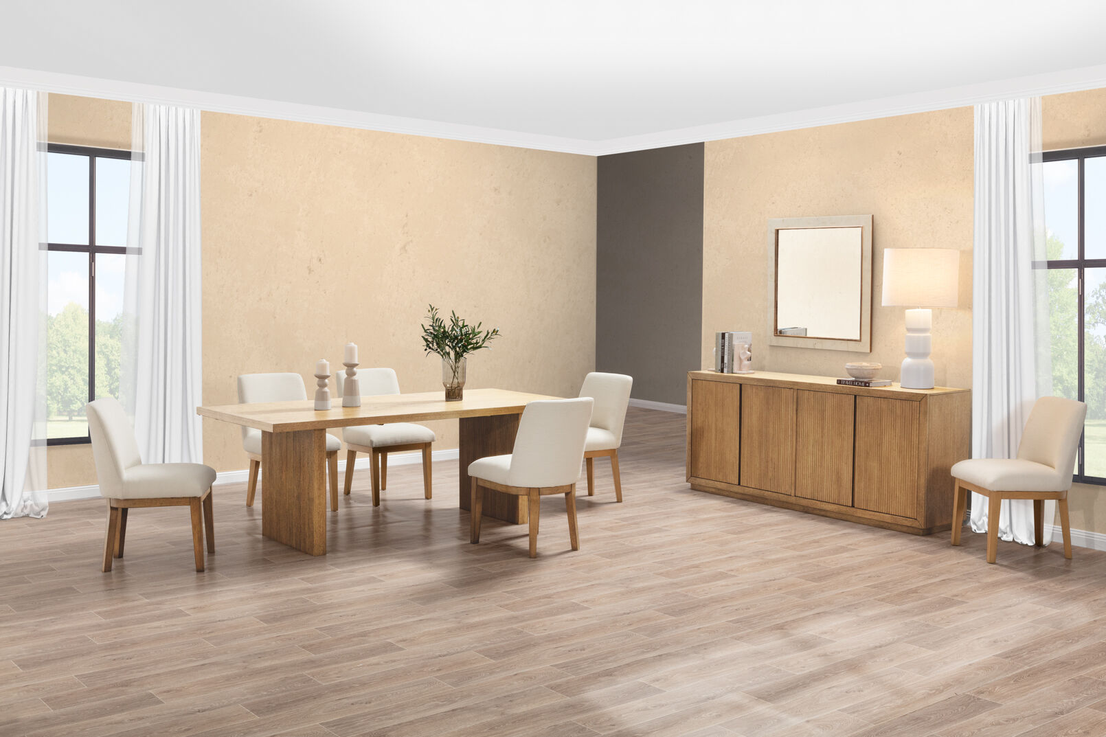 THORIN 7 PIECE SUITE WITH CORA CHAIRS NATURAL/BEIGE