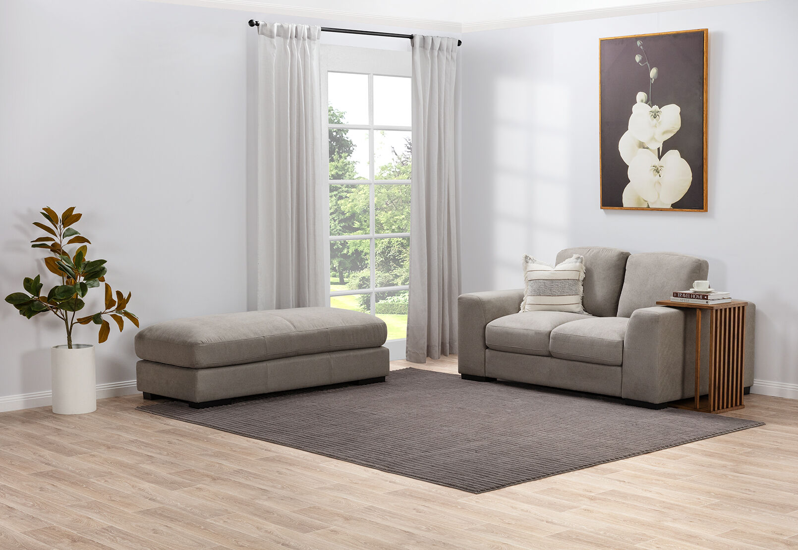 JOSEPHINE FABRIC LARGE OTTOMAN GREY