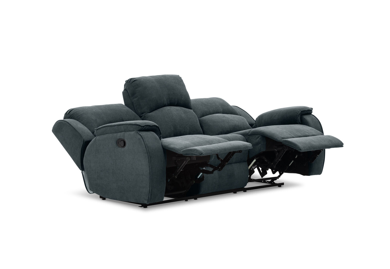 KAYDEN FABRIC 3 SEATER WITH RECLINERS DARK GREY
