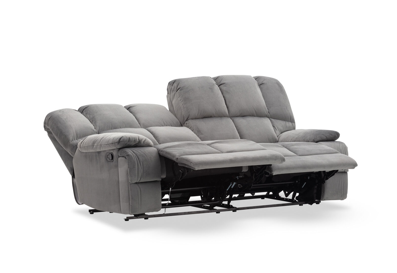 LEBRON FABRIC 3 SEATER WITH 2 INBUILT RECLINERS DARK GREY