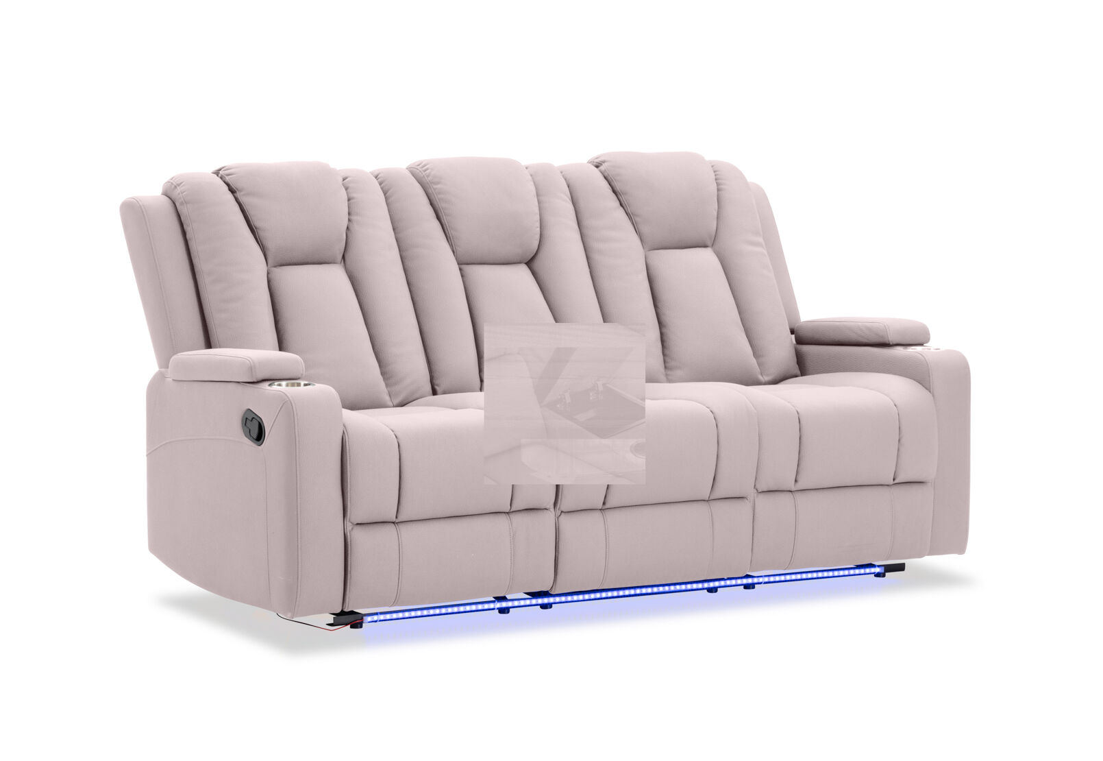 TRAVIS FABRIC 3 SEATER WITH RECLINERS LIGHT GREY