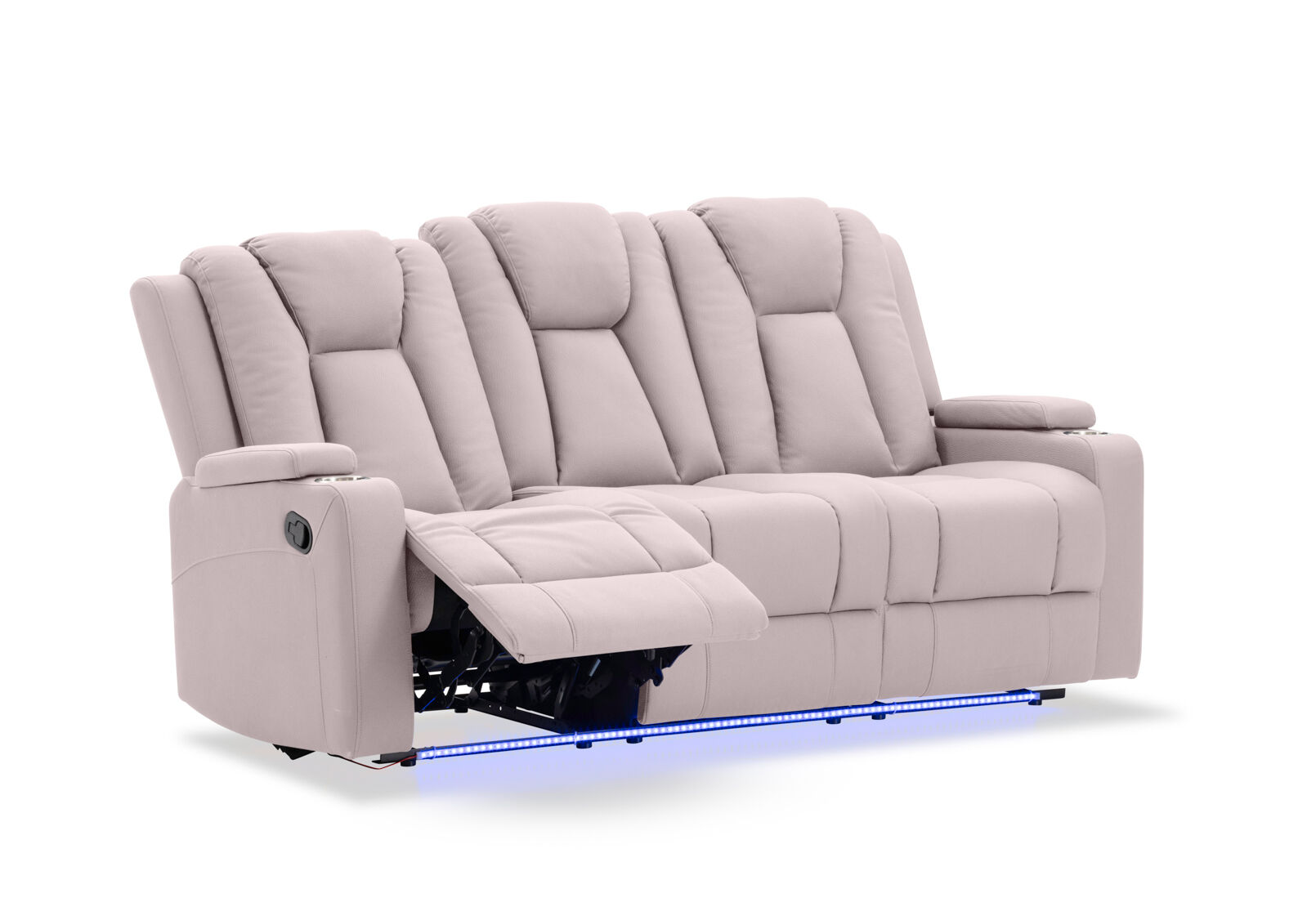 TRAVIS FABRIC 3 SEATER WITH RECLINERS LIGHT GREY