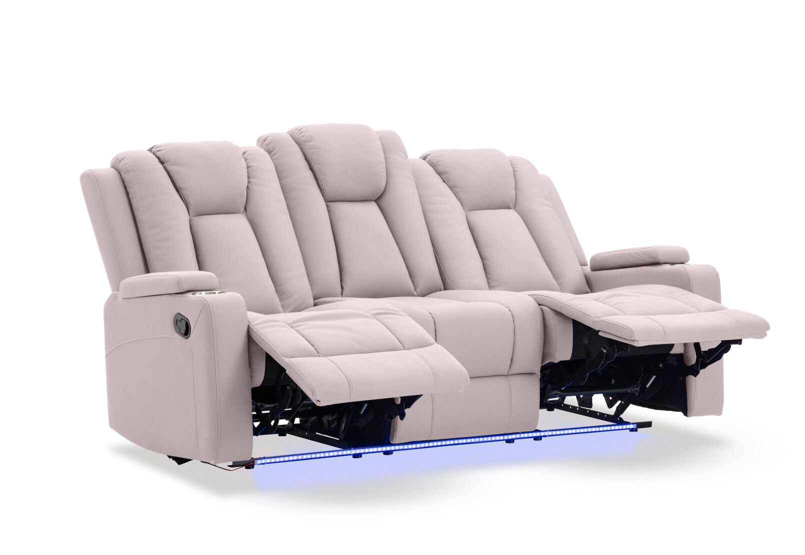TRAVIS FABRIC 3 SEATER WITH RECLINERS LIGHT GREY