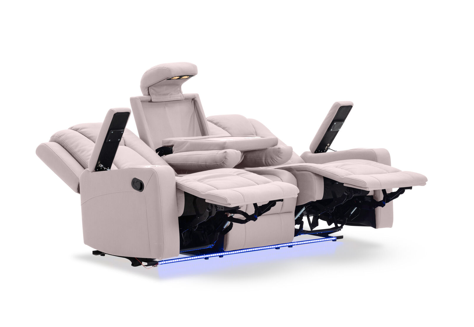 TRAVIS FABRIC 3 SEATER WITH RECLINERS LIGHT GREY