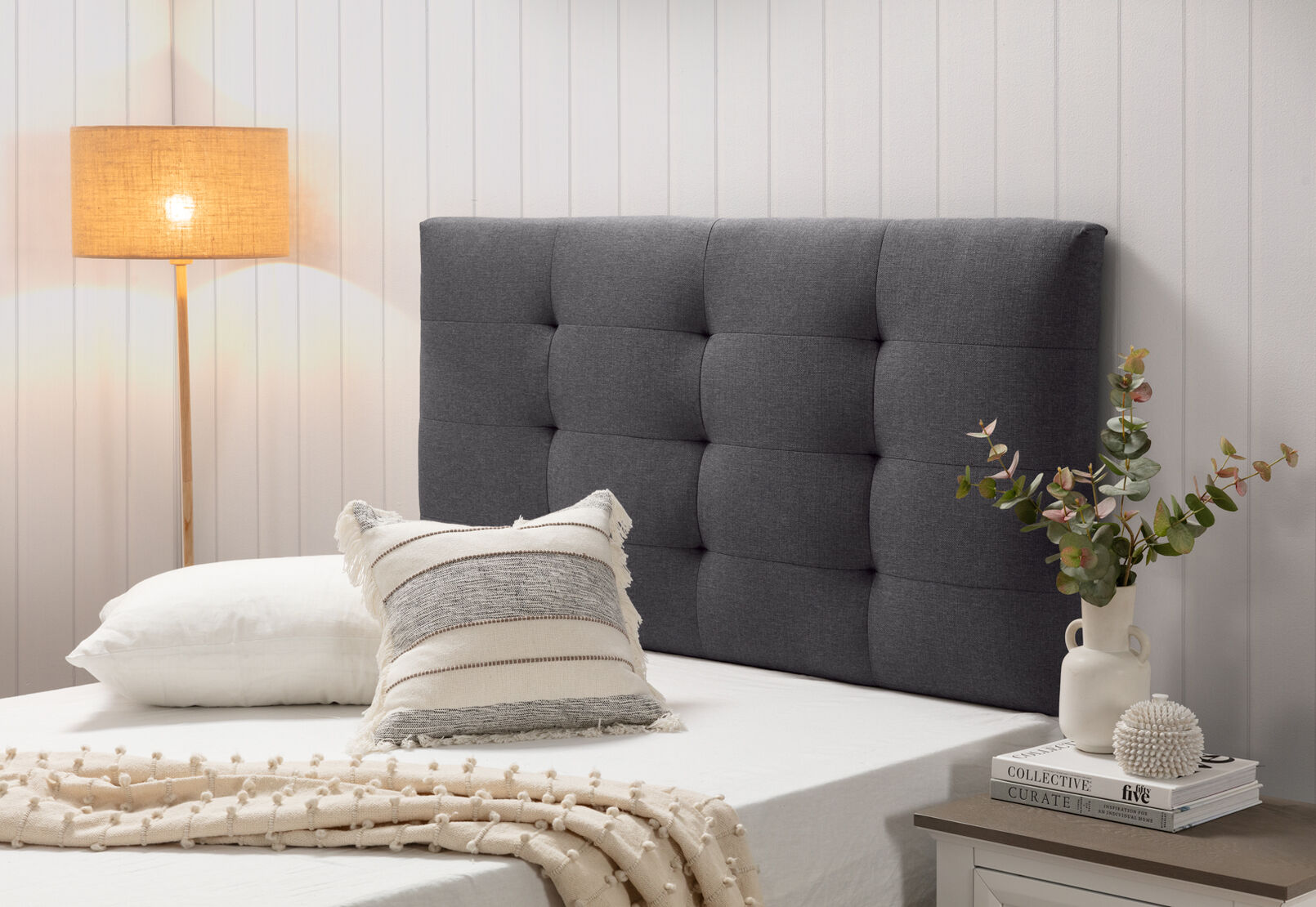 MIDTOWN DOUBLE HEADBOARD DARK GREY