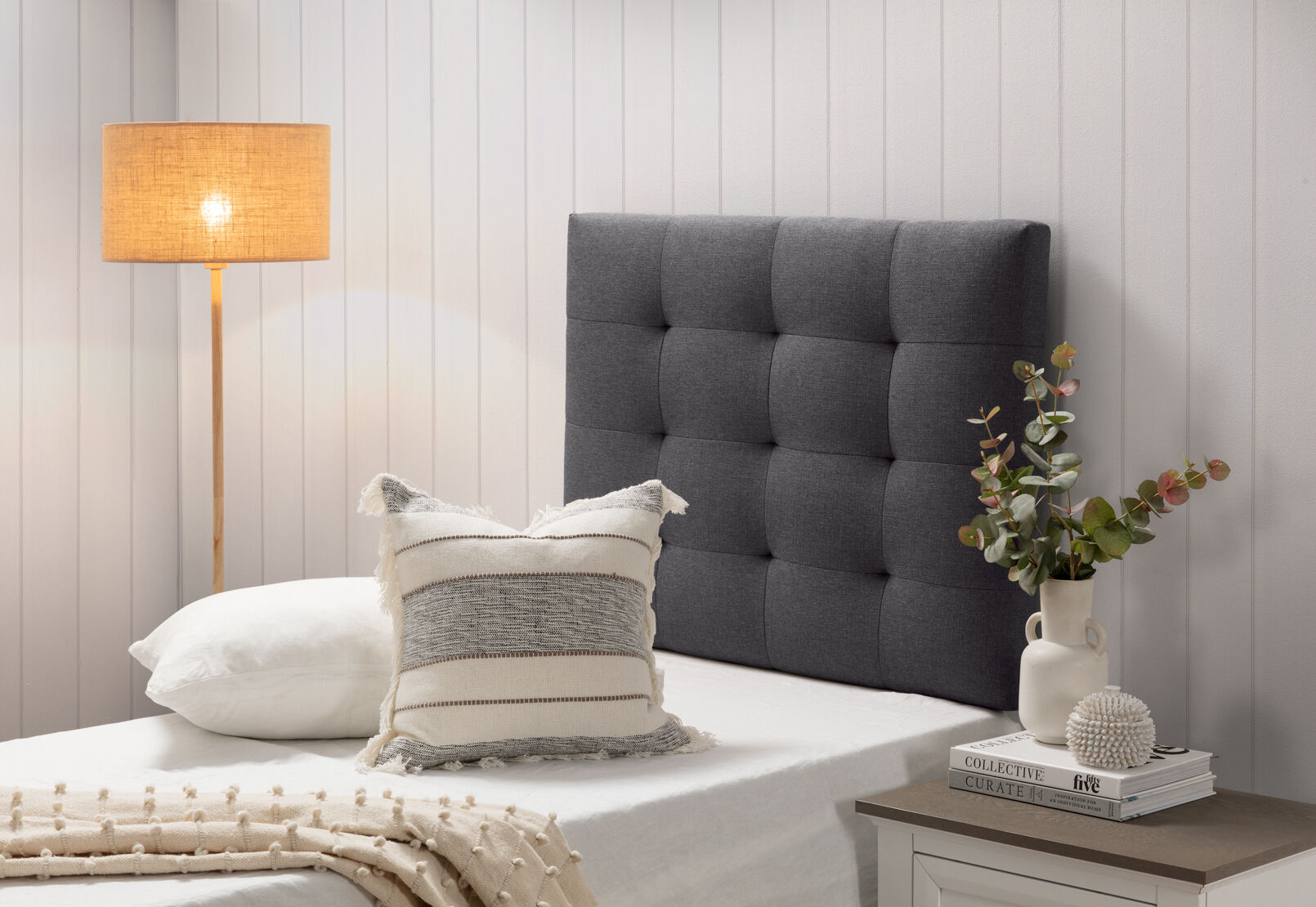 MIDTOWN SINGLE HEADBOARD DARK GREY