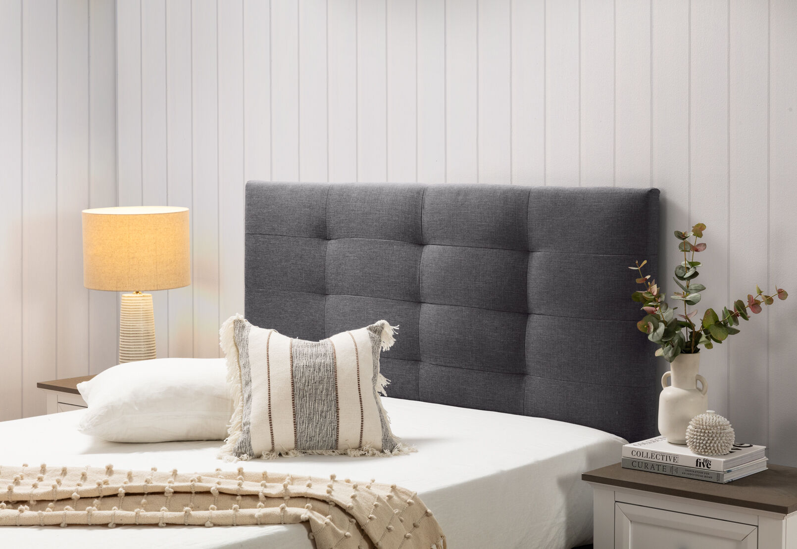 MIDTOWN QUEEN HEADBOARD DARK GREY