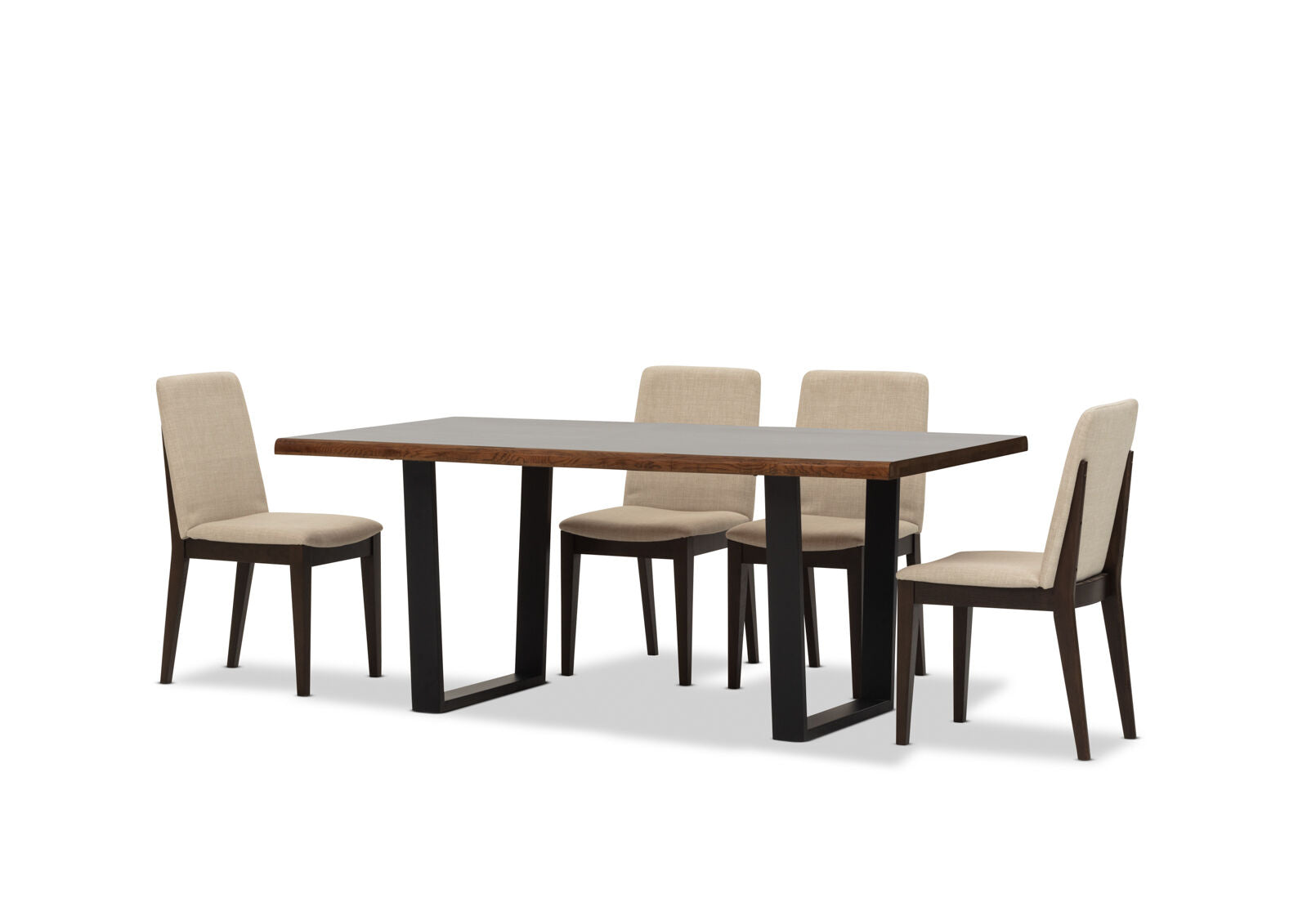 NERO 7 PIECE 1800 DINING SUITE. DARK WALNUT