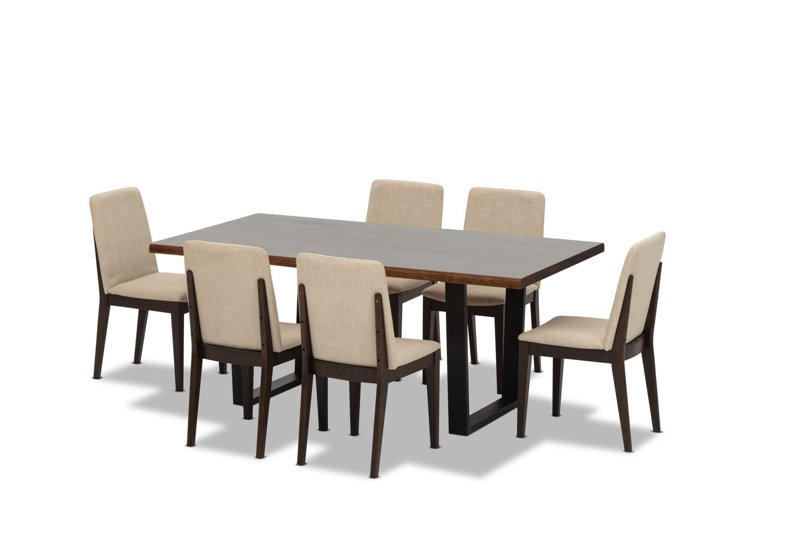 NERO 7 PIECE 1800 DINING SUITE. DARK WALNUT