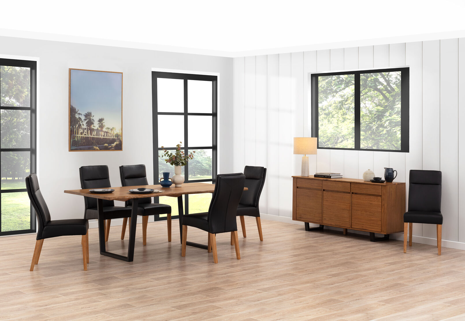 AMMAN 7 PIECE SUITE WITH ASHEVILLE DINING CHAIRS BLACK
