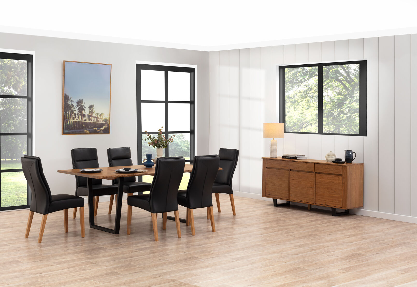 AMMAN 7 PIECE SUITE WITH ASHEVILLE DINING CHAIRS BLACK