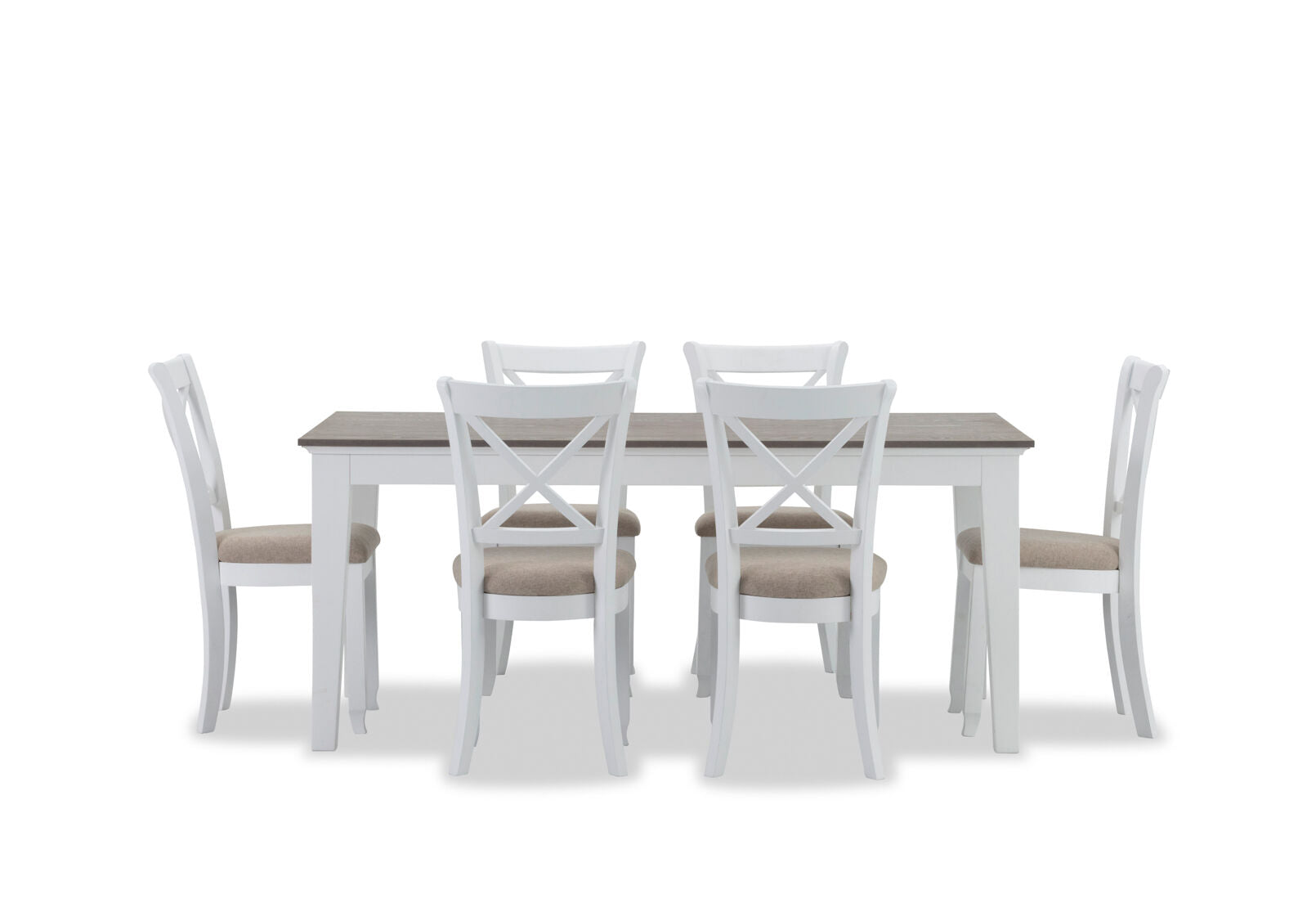 MARSEILLE 7 PIECE DINING SUITE WITH MALU DINING CHAIRS WHITE / GREY
