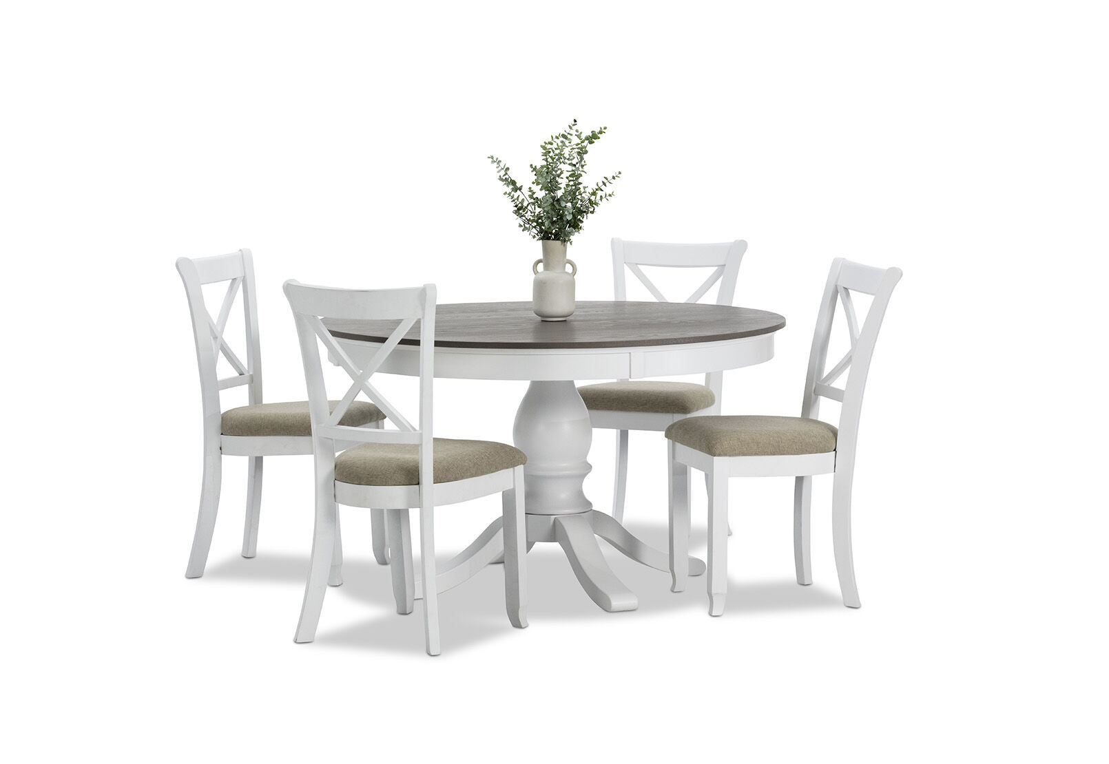 MARSEILLE MK2 5 PIECE DINING SUITE WITH MALU DINING CHAIRS WHITE/GREY