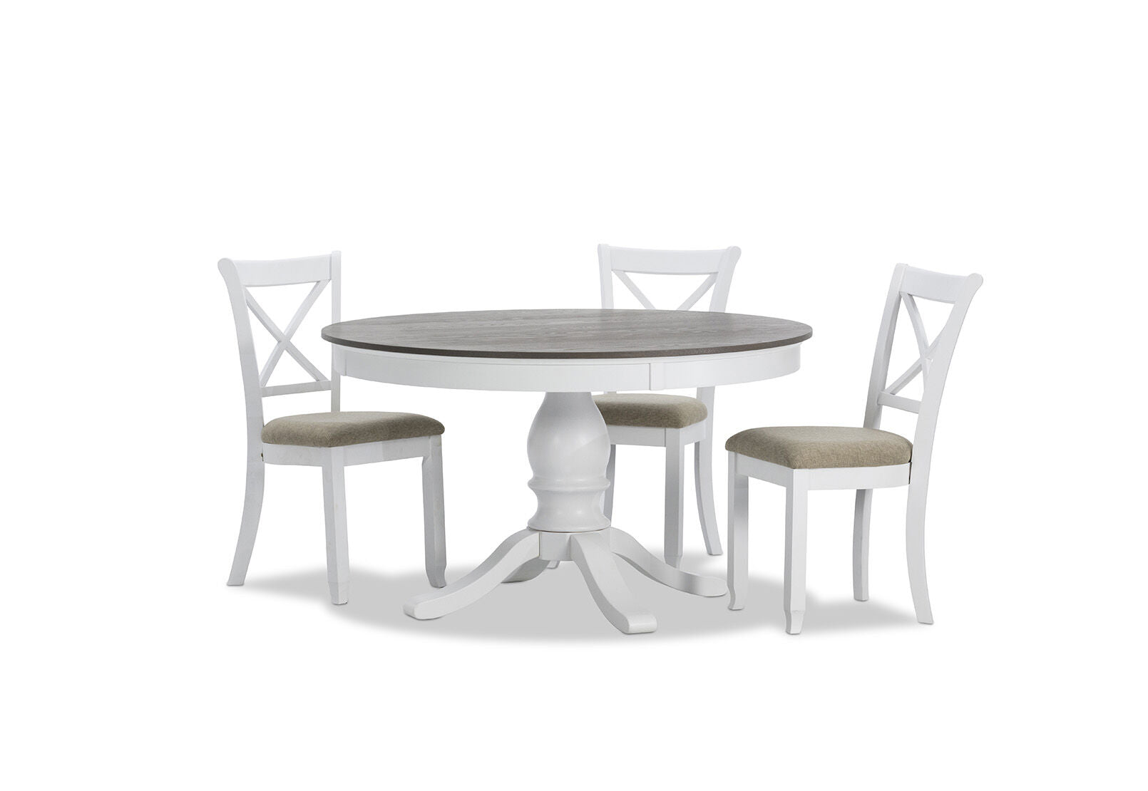 MARSEILLE MK2 5 PIECE DINING SUITE WITH MALU DINING CHAIRS WHITE/GREY