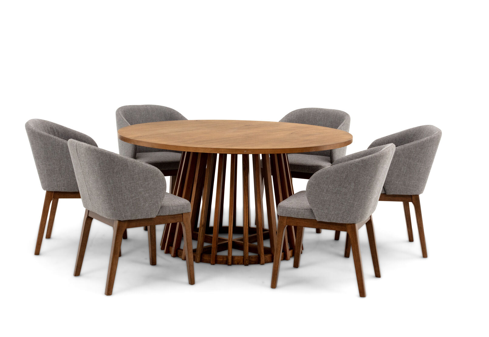 TORENTO 7 PIECE SUITE WITH WESTLEY DINING CHAIRS. LIGHT GREY