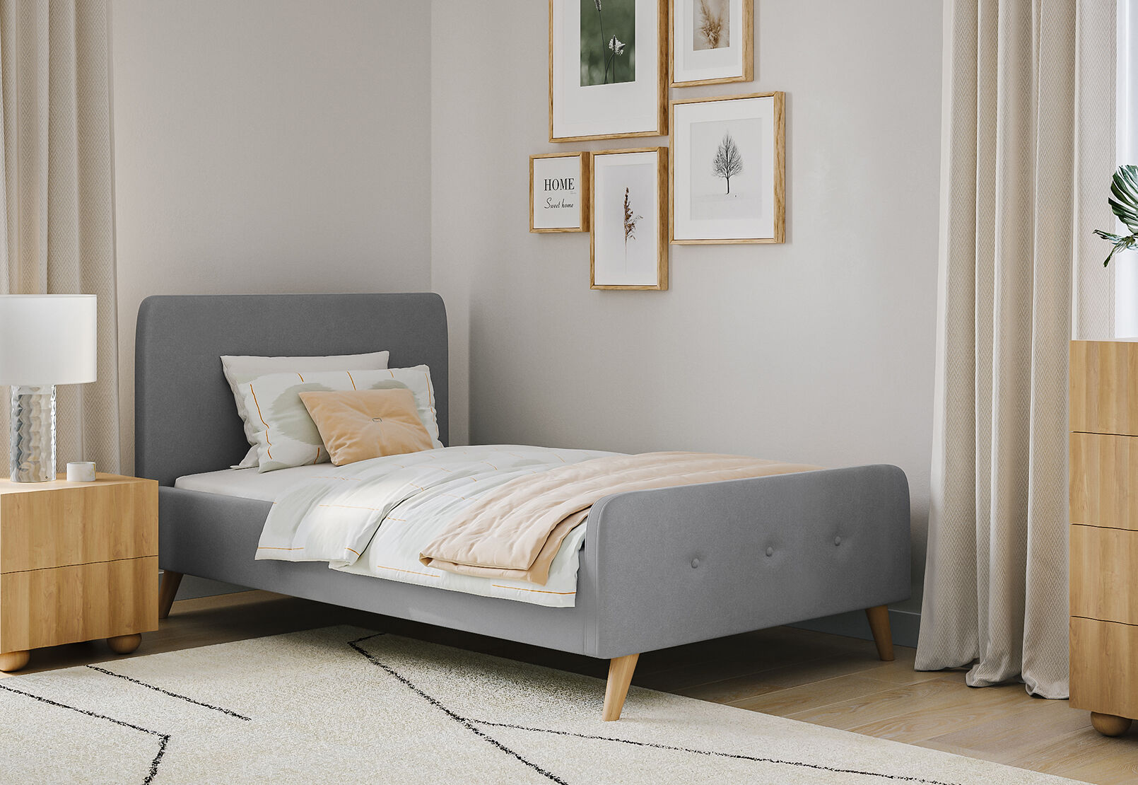 RAINEY KING SINGLE BED GREY