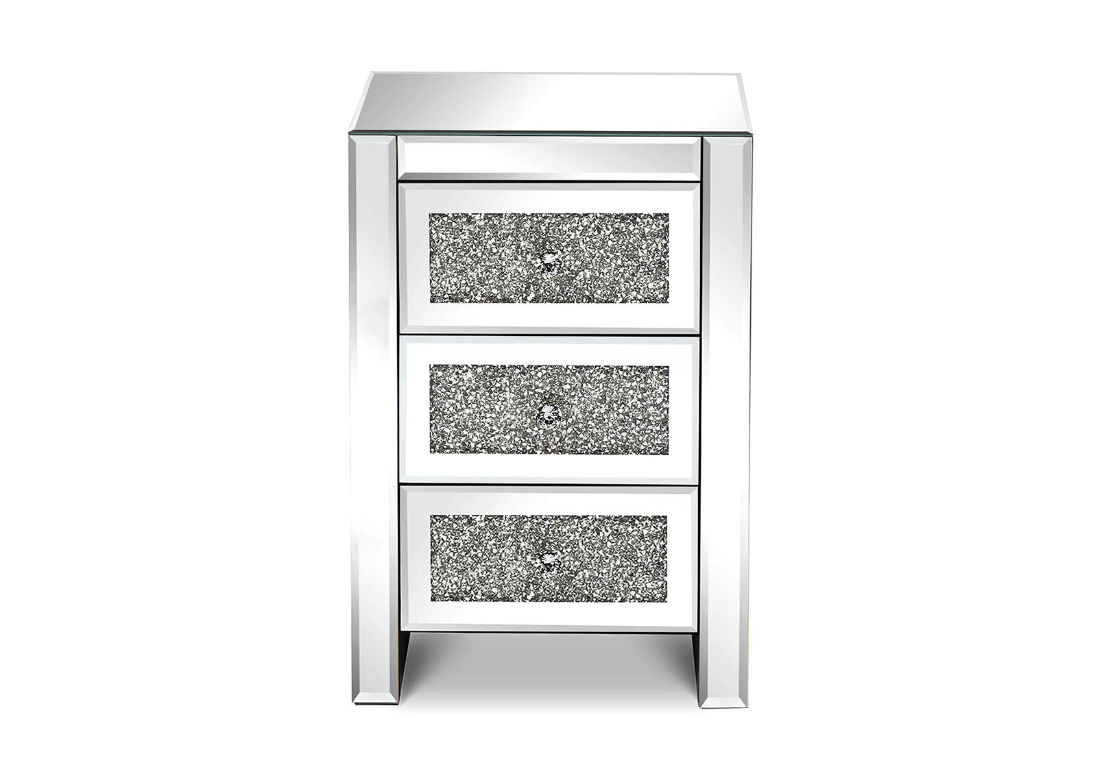 SAUNDERS 3 DRAWER BEDSIDE SILVER