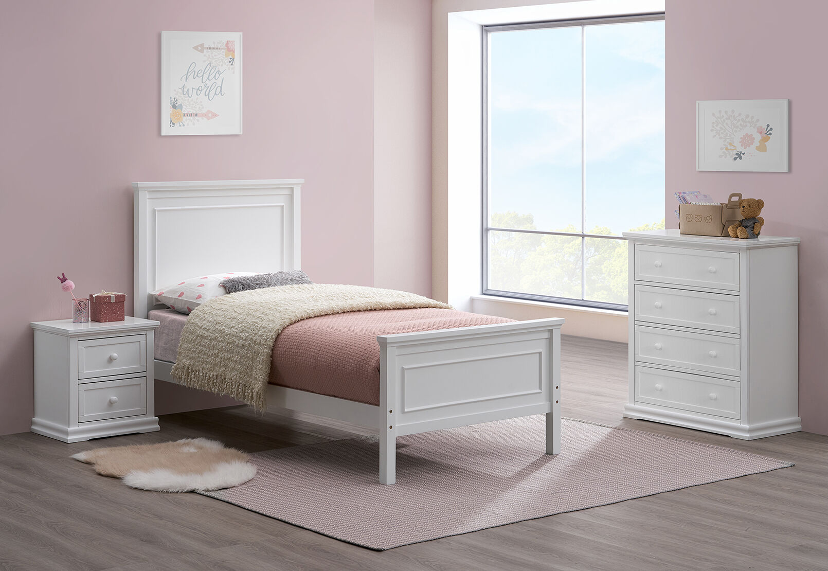 IZADORA 4 DRAWER TALL CHEST WHITE