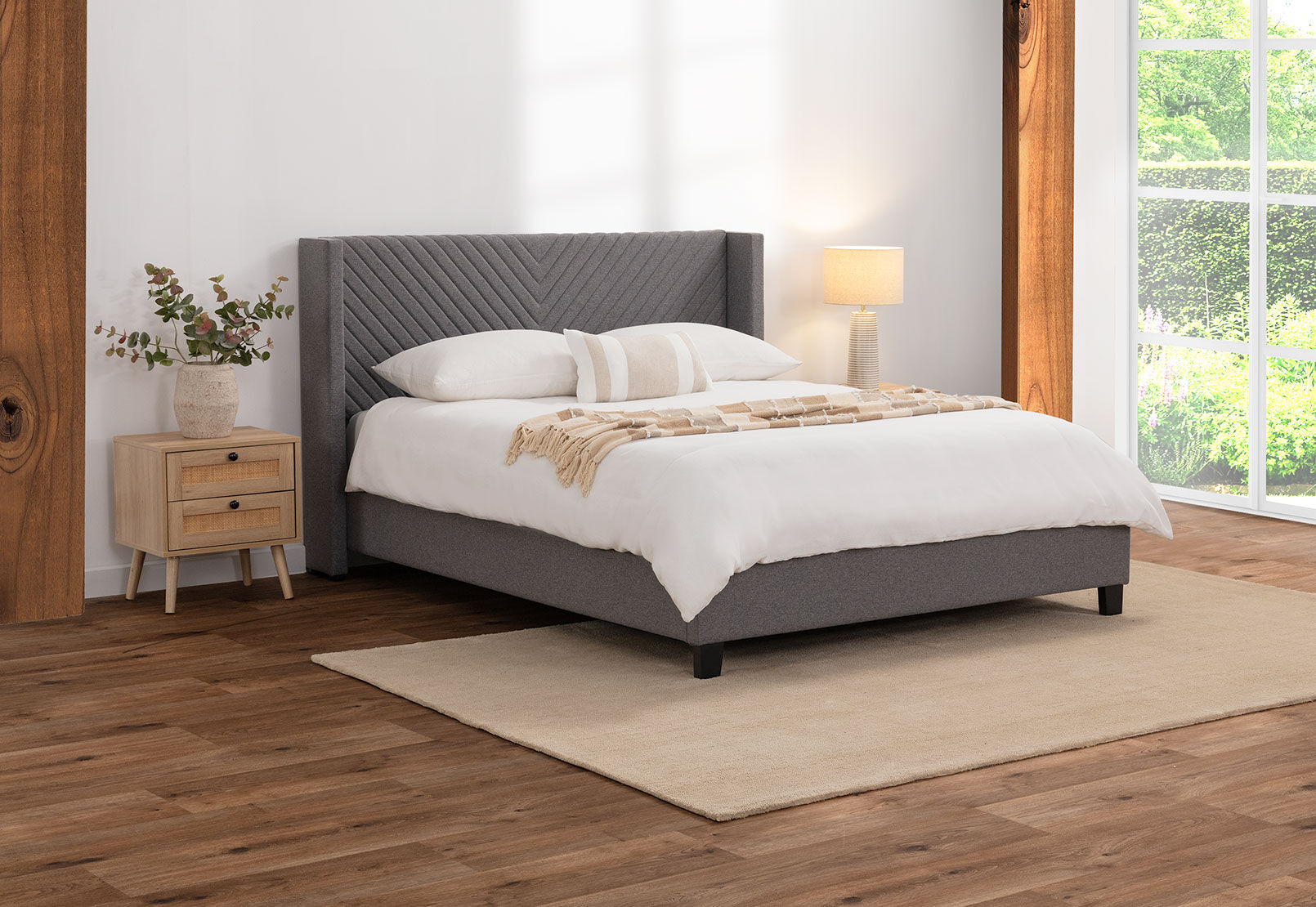 DAUGHERTY DOUBLE BED LIGHT GREY
