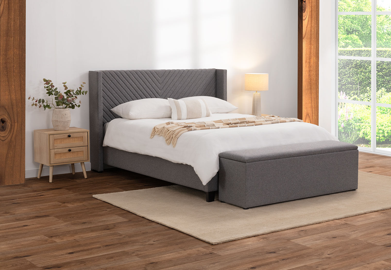 DAUGHERTY DOUBLE BED LIGHT GREY
