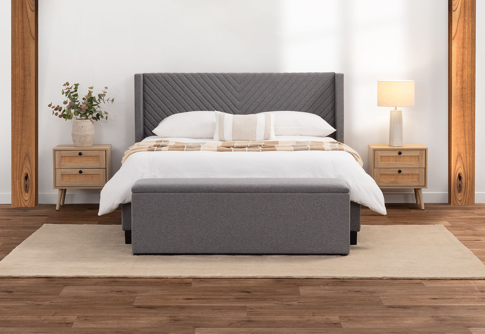 DAUGHERTY DOUBLE BED LIGHT GREY