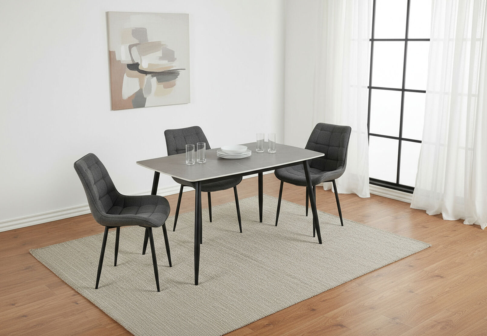 BOYLE SET OF 2 DINING CHAIRS CHARCOAL