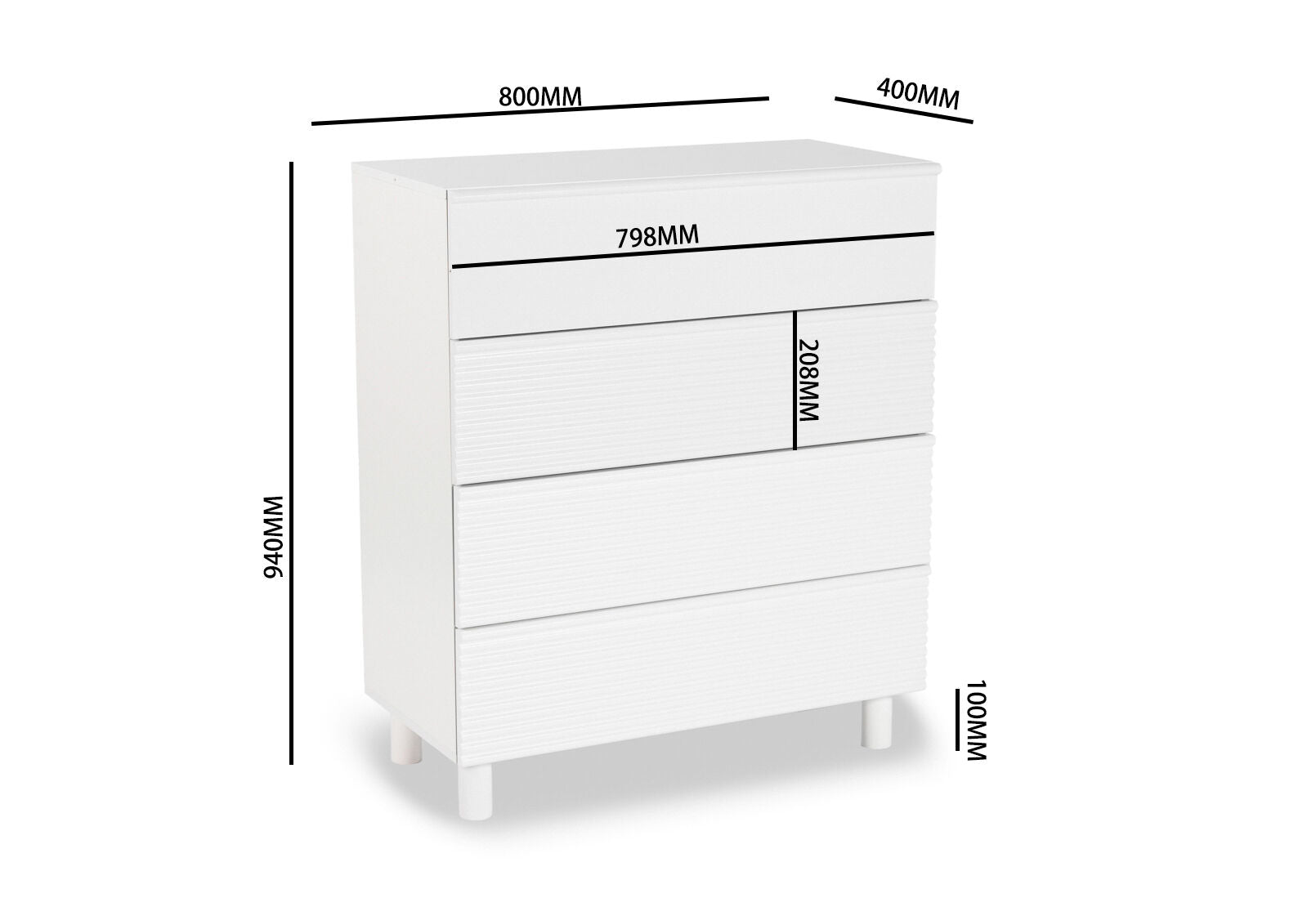 DAY 4 DRAWER TALL CHEST WHITE