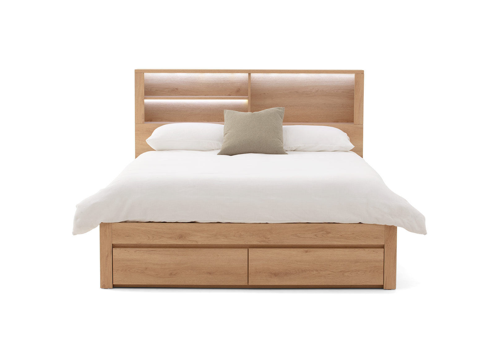 COLWYN BAY QUEEN GAS LIFT BED WITH 2 DRAWERS NATURAL