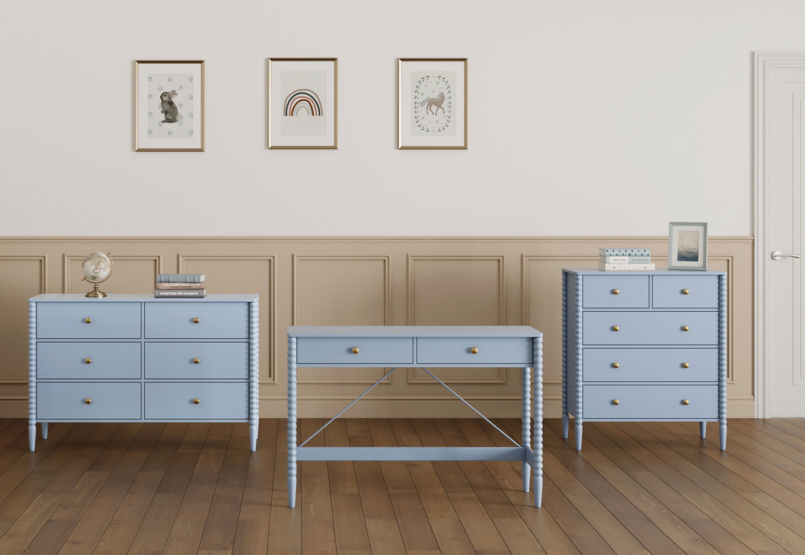 PORDENONE 5 DRAWER TALL CHEST BABY BLUE