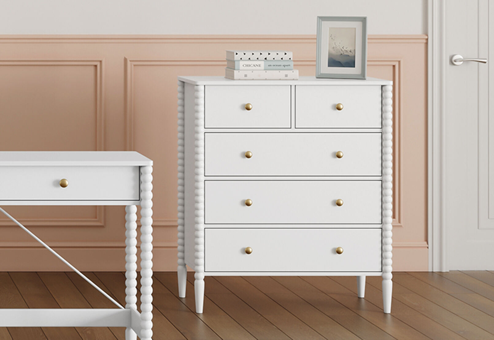 PORDENONE 5 DRAWER TALL CHEST WHITE