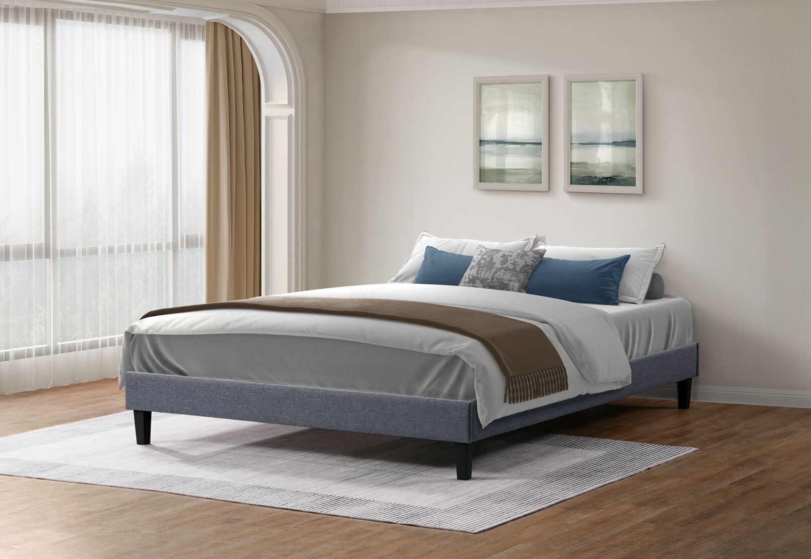 STEIN QUEEN BED BASE DARK GREY