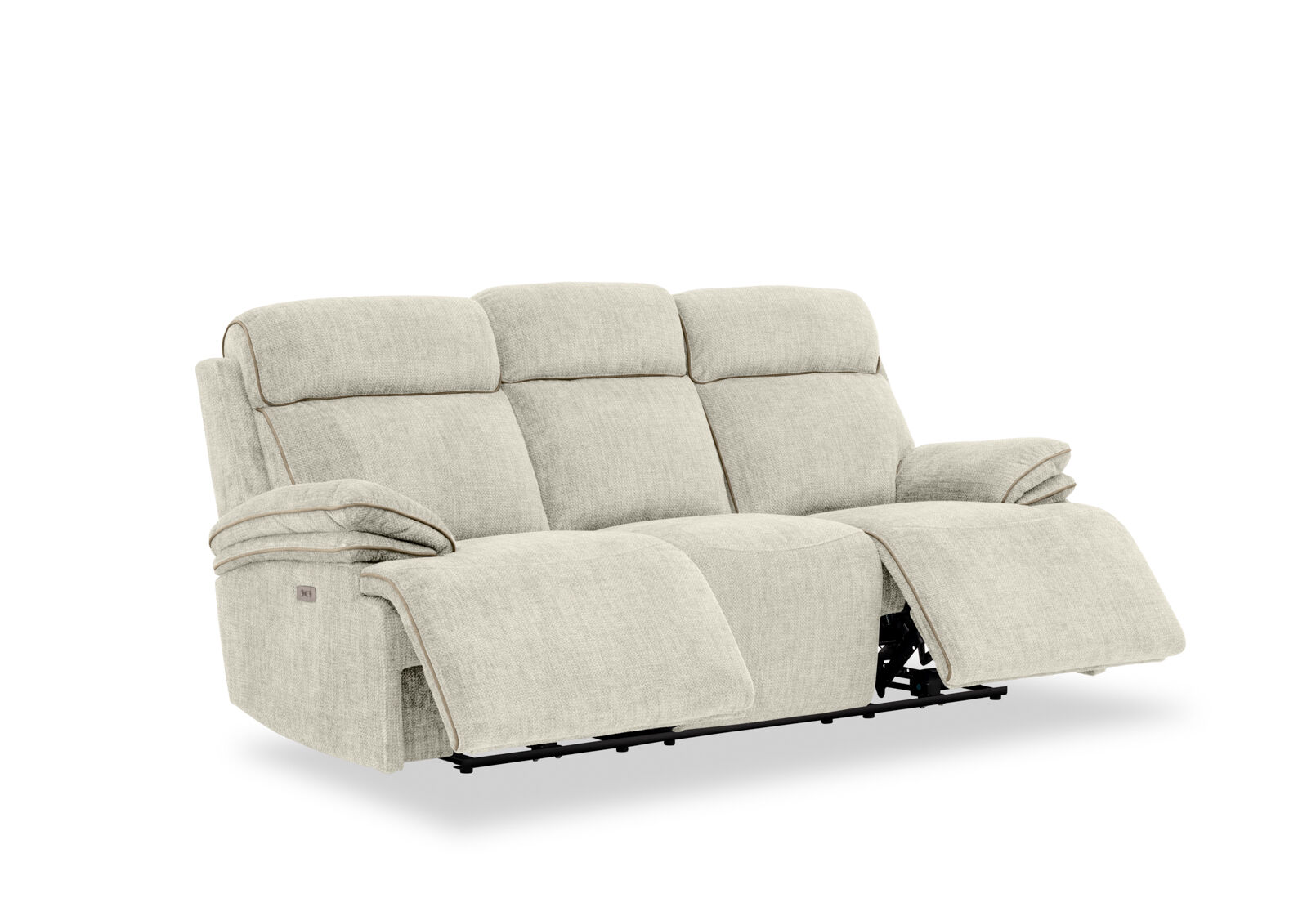 SEYMOUR FABRIC 3 SEATER ELECTRIC RECLINER LIGHT GREY