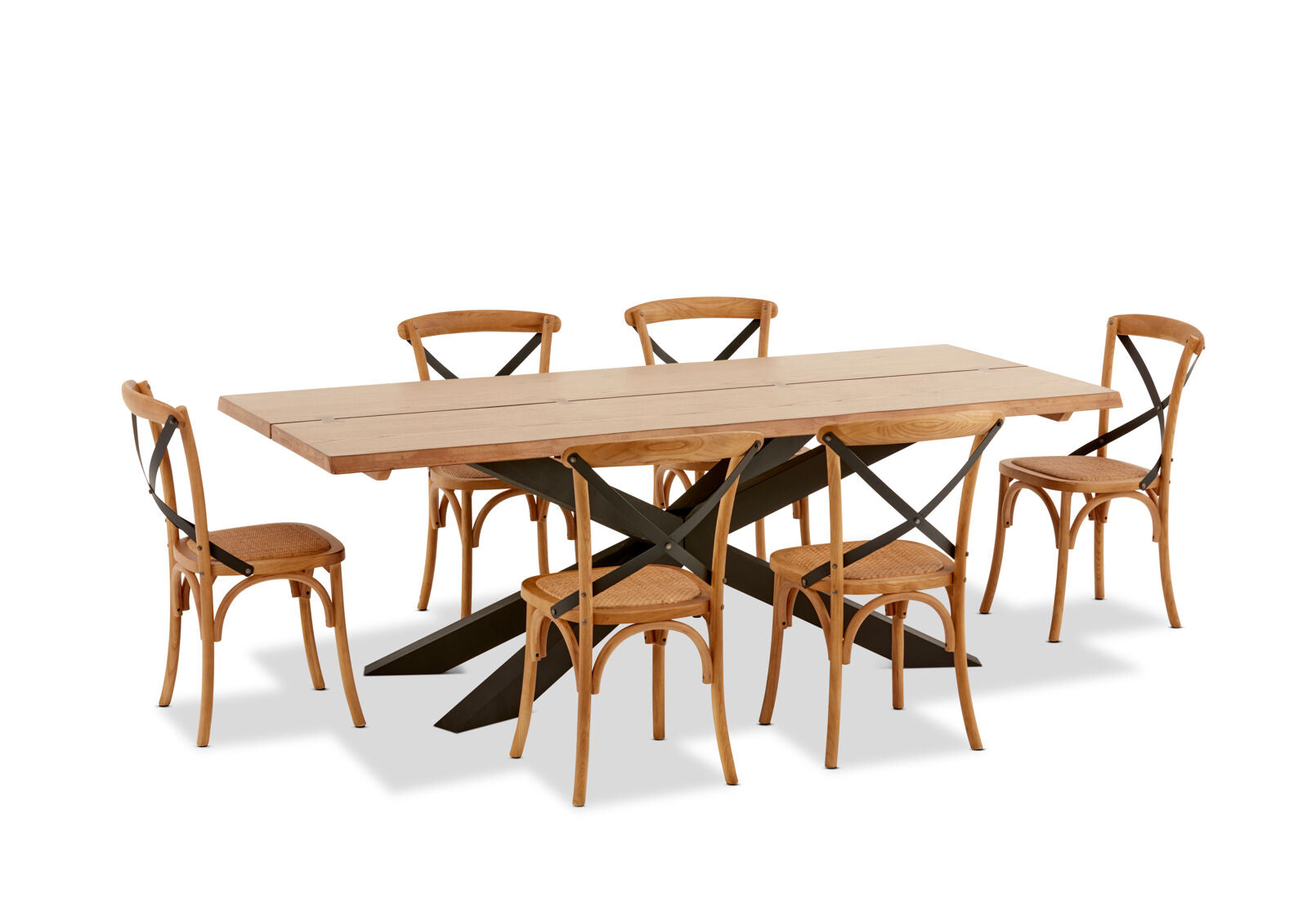EVENDALE 7 PIECE DINING SUITE WITH AVANTEE DINING CHAIRS. NATURAL
