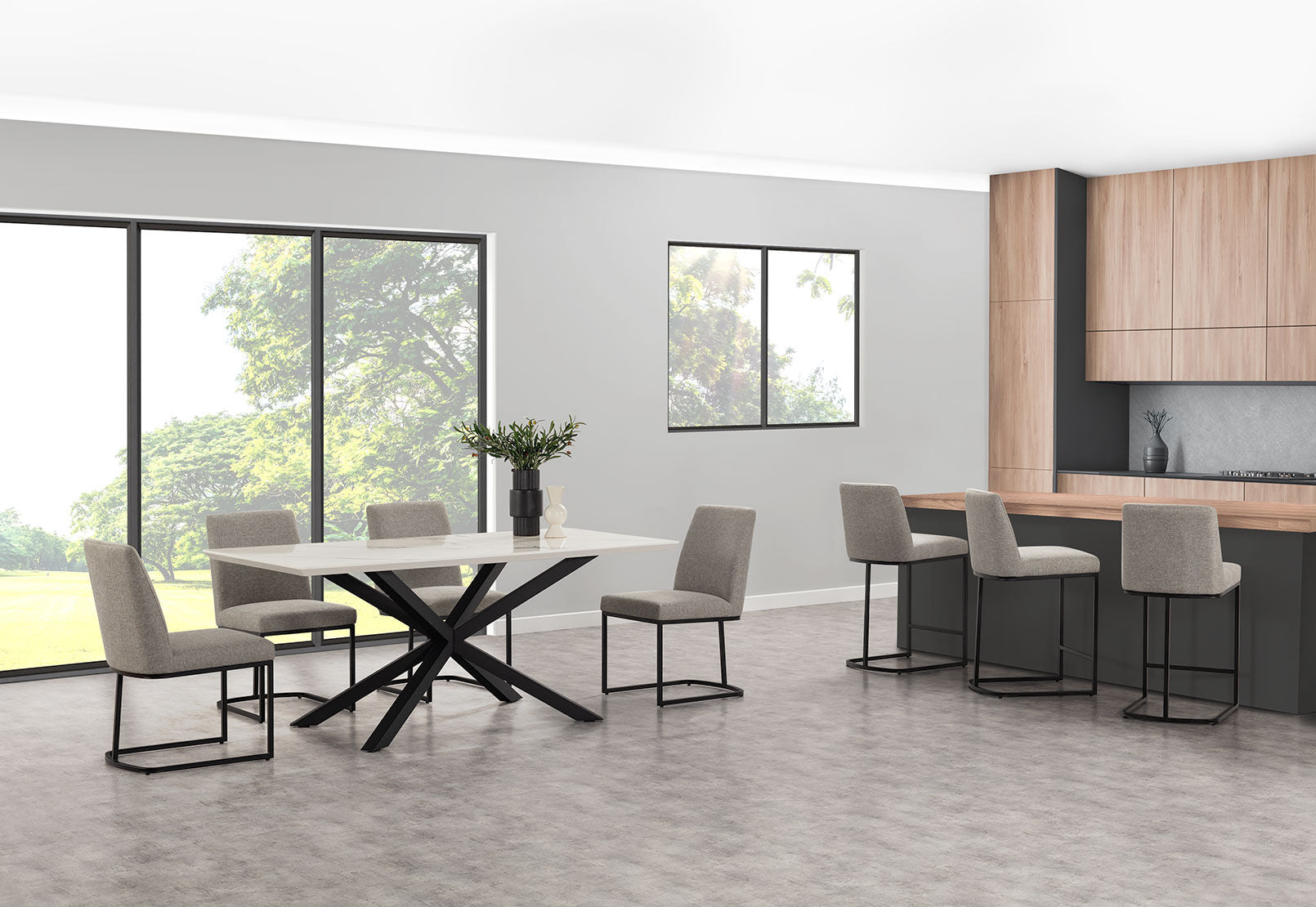 ARABELLA 7 PIECE DINING SUITE WITH NEVIS DINING CHAIRS GREY