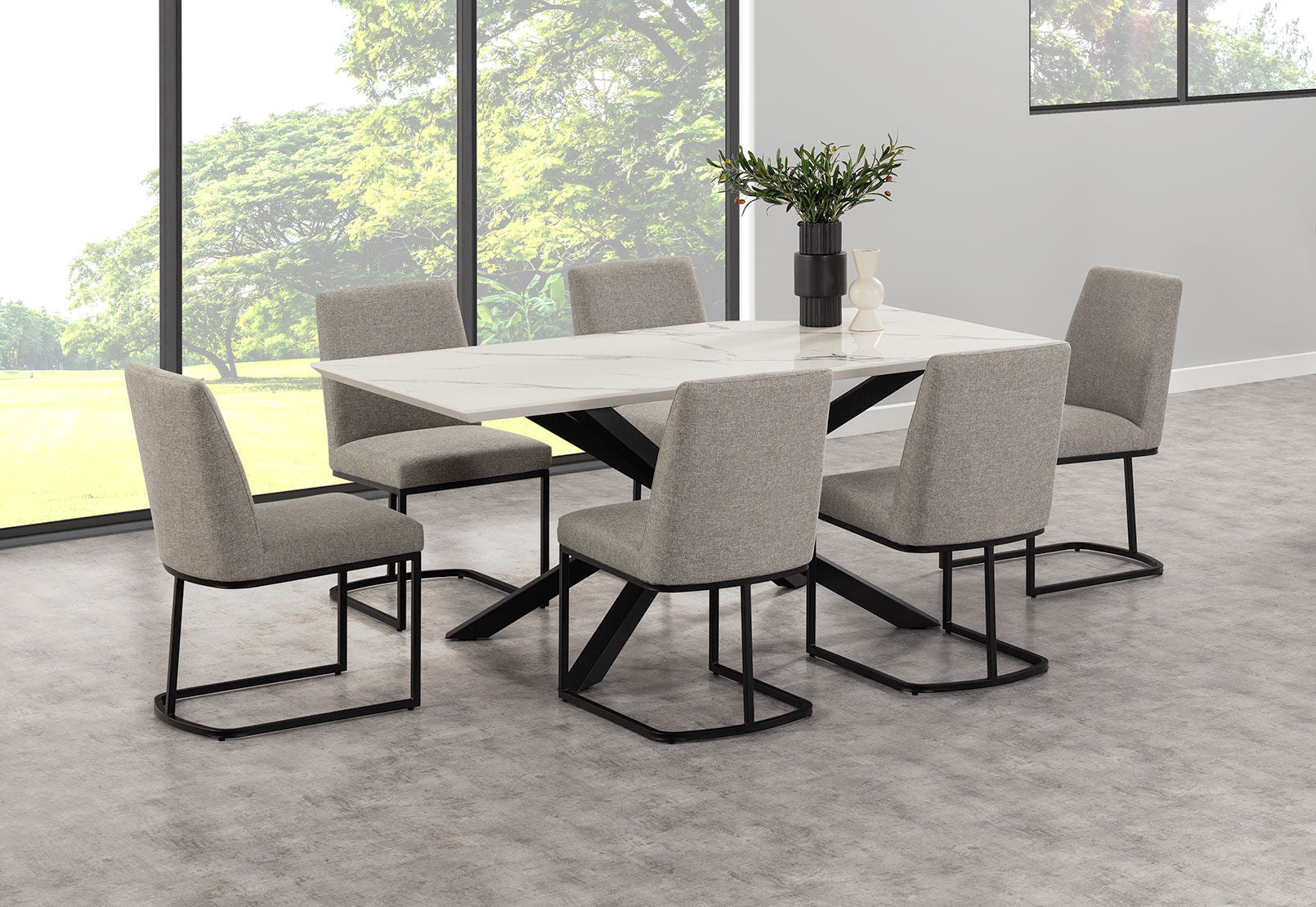 ARABELLA 7 PIECE DINING SUITE WITH NEVIS DINING CHAIRS GREY