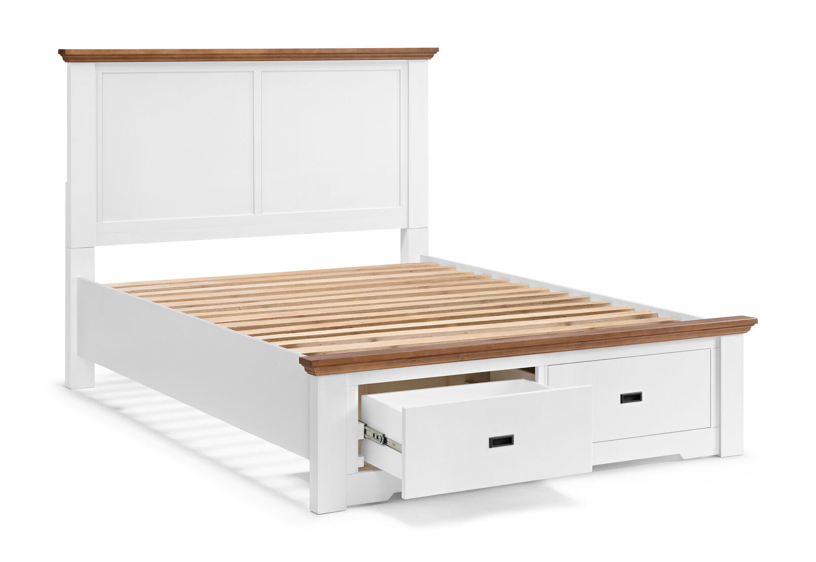 CHARLSBOURG QUEEN BED WHITE/DARK PINE