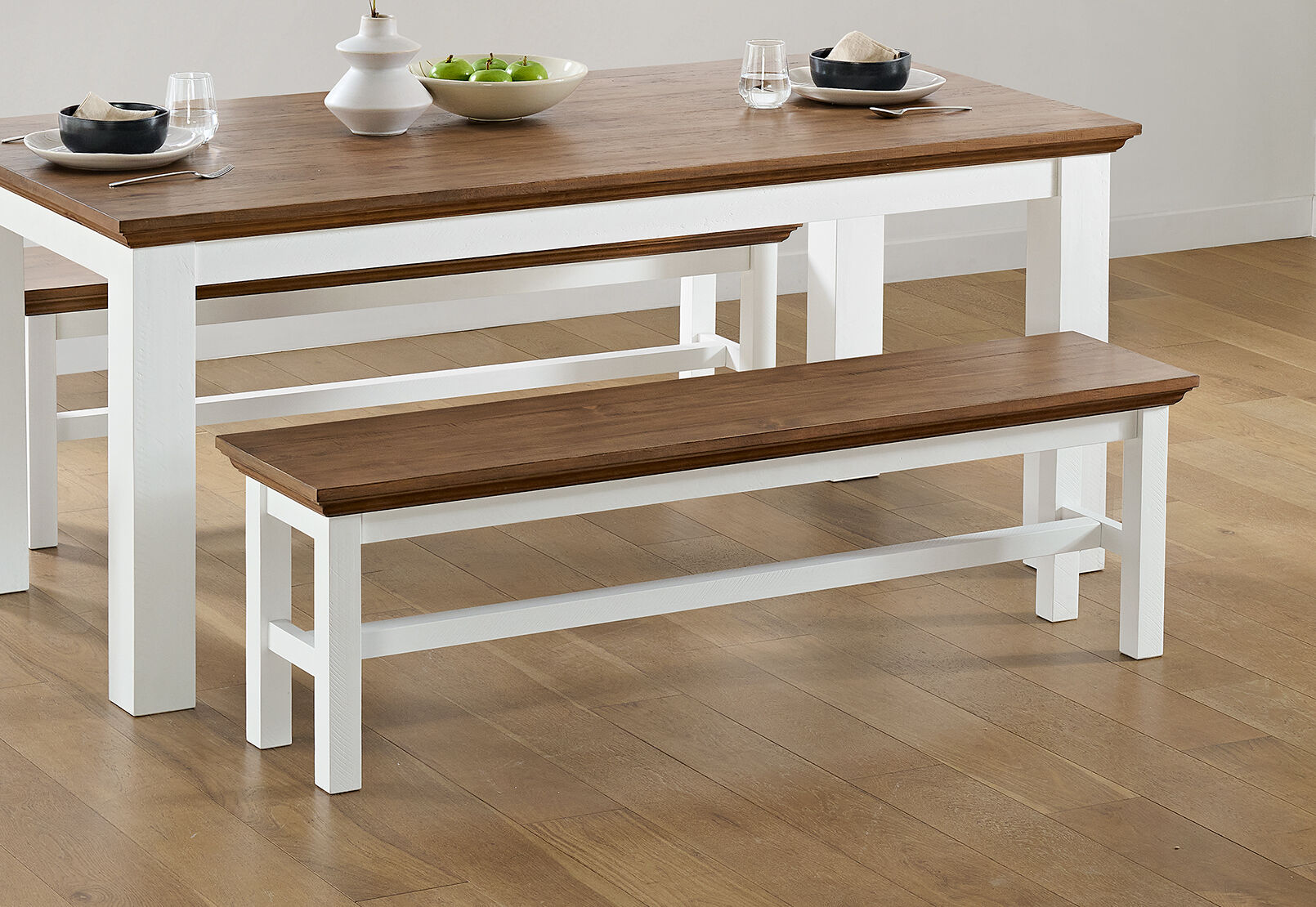 CHARLSBOURG BENCH WHITE/DARK PINE